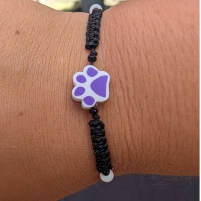 Pfoten Armband Macramee – verstellbares Armband mit Pfotenperle | Tierliebe Schmuck | Geschenk Tierfreunde Hundefreunde