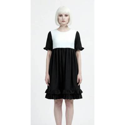 japanisches gothic lolita Damen Kleid Akari aus Baumwolle in schwarz weiß