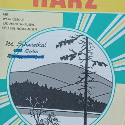 Touristenkarte mit  Angaben für Motortouristik  und Wintersport -Wernigerode,Bad Frankenhausen,Eisleben,Nordhausen-1979-