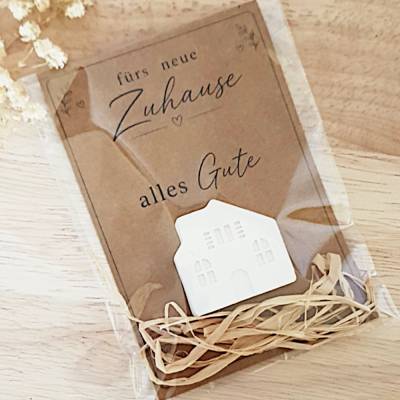 kleines Geschenk zum Einzug Karte mit Haus - Umzug, erste Wohnung, neues Zuhause, Hausbau, Glückwunsch, Glücksbringer 