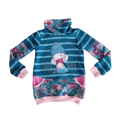 Winterpullover Katzenmädchen Gr. 128
