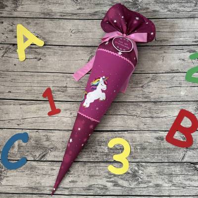 wunderschöne Schultüte Zuckertüte Einhorn Glitzer Regenbogenmähne auf Beere Unicorn