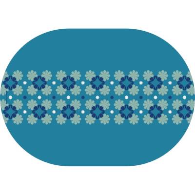 Ovales Frühstücksbrettchen Griechische Blütenblätter, mit Blumenmosaik auf Weiß oder Blau