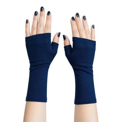 Handschuhe fingerlos für die ganze Familie aus Jersey uni aus 24 Farben wählbar -> hier blau, grau, schwarz