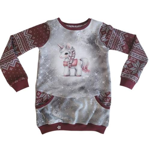 Mädchen Pullover "neues Wintereinhorn " Gr. 134