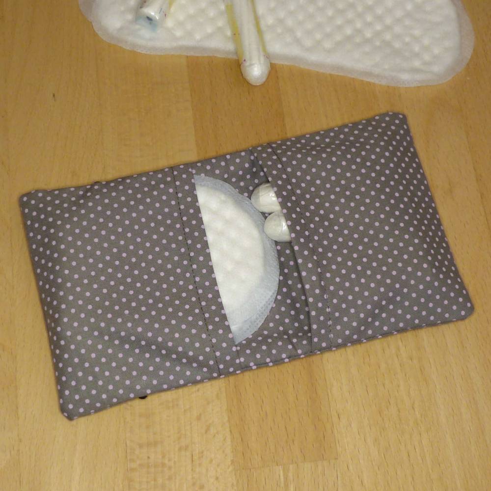 Tampontasche, Kosmetiketui, Minitäschchen aus Biobaumwolle, Handarbeit Bild 2