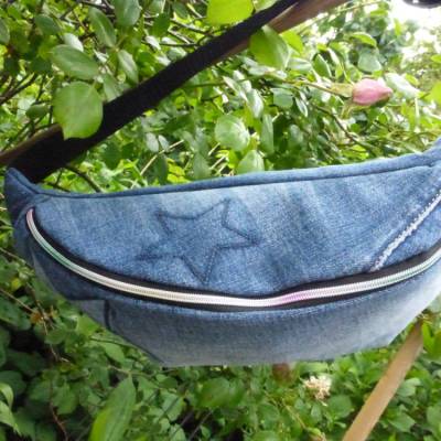 Gürteltasche Bauchtasche Crossbag Jeans Sterne, EINZELSTÜCK!