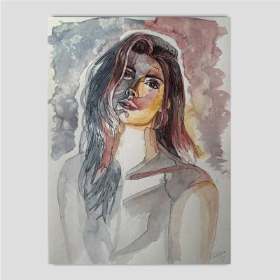 Watercolor Woman Original Malerei