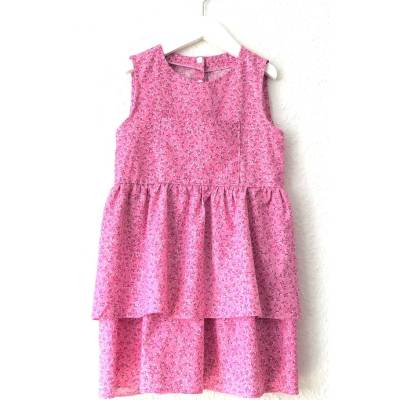 Sommerkleid für ein kleines Mädchen, rosa, Motiv - Blumenzweige