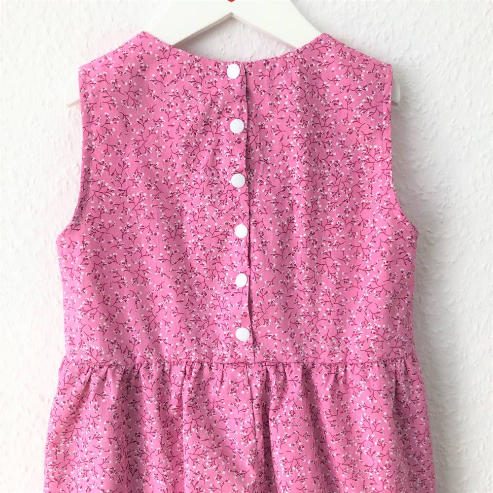 Sommerkleid für ein kleines Mädchen, rosa, Motiv - Blumenzweige Bild 3