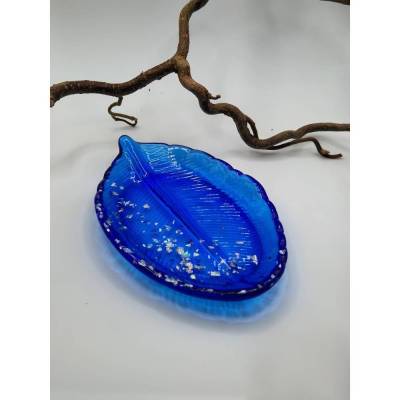 Deko Blatt Ablage Königsblau transparent 14×10cm