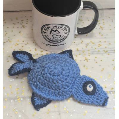 Lustiger Fisch  Untersetzer gehäkelt | Tassenuntersetzer Ploppy Fisch Unikat | Untersetzer für Becher Schreibtisch Deko