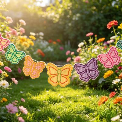 Stickdatei Wimpel Set 3 Schmetterling  In the Hoop Set 26107 – Maschinenstickerei von Design-by-Jasmina