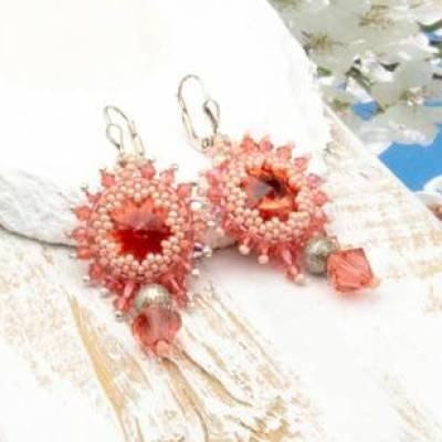 Boho bohemian Ohrringe, Ohrhänger, Glasperlenschmuck, Strandschmuck, Geschenkidee Frau Braut, Unisex, handgemacht Unikat