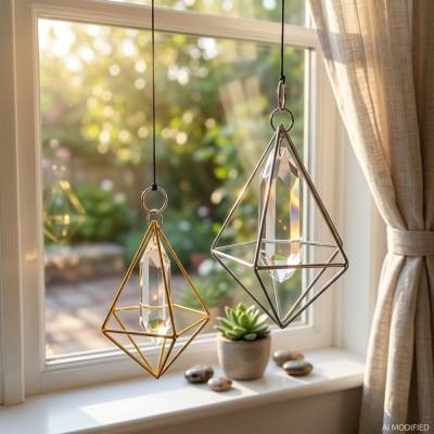 Suncatcher Fensterdeko Glas – Magische Lichtspiele & Feng Shui, silber oder gold