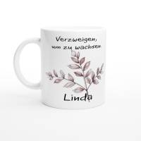 Personalisierte Tasse mit Blättern – Verzweigen, um zu wachsen – Geschenk mit Namen