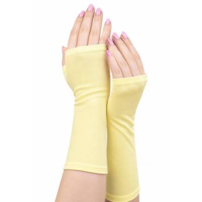 Handschuhe fingerlos für die ganze Familie aus Jersey uni aus 24 Farben wählbar -> hier Töne in gelb