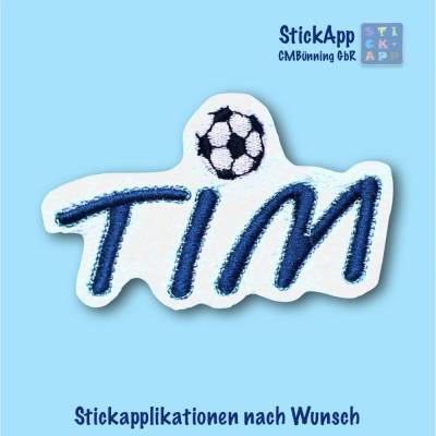 Fußball-Aufnäher mit Wunschname (Stickapplikation), 10cm, Patch, Aufnäher, Klettie
