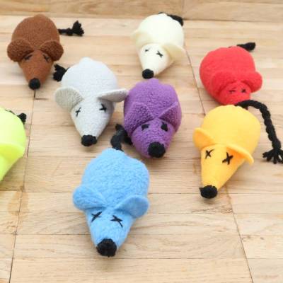 Süße Catnip-Maus für Katzen, handgefertigtes Fleece-Katzenspielzeug mit Katzenminze, robust & sicher, Zufallsfarbe
