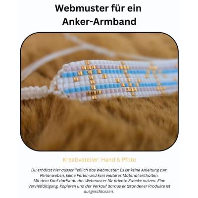 Webmuster für ein Armband mit Ankern in weiß, blau, rosa und gold