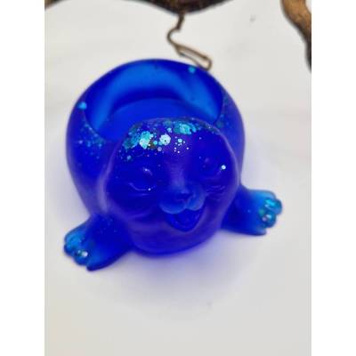 Teelichthalter oder Mini Aufbewahrung Robbe Blau