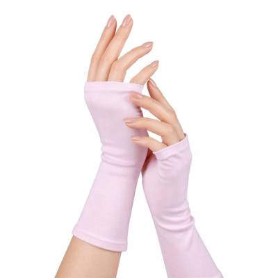 Handschuhe fingerlos für die ganze Familie aus Jersey uni aus 24 Farben wählbar -> hier Töne in rosa, pink, rot, orange