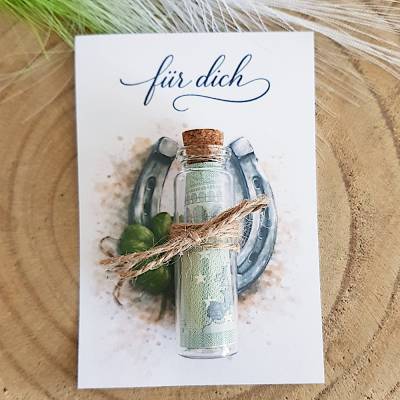 Geldgeschenk Geburtstag Karte Geburtstagsgeschenk Kleeblatt Hufeisen Geburtstagskarte Geld schenken Geschenkidee 
