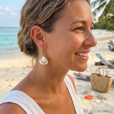 Makramee Ohrringe mit Muscheln und Perlen