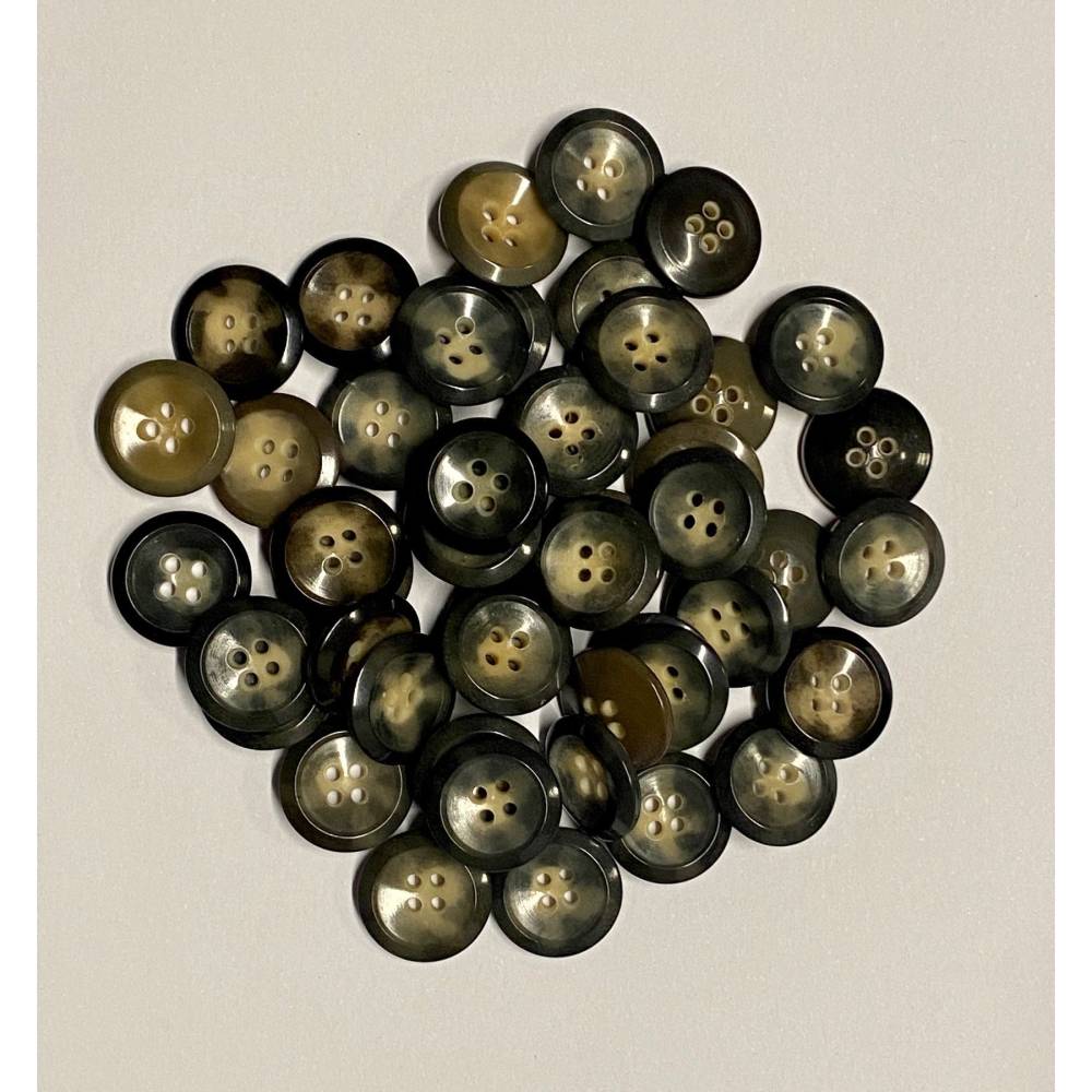 4-Loch Knöpfe gemischt grau-, schwarz-, braun marmoriert Durchmesser 15 mm Packung 25 g Bild 2