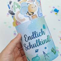 Duplo Banderole Schulkind Blau – PDF Druckvorlage zum Ausdrucken – Geschenk zur Einschulung – 1. Klasse – Geldgeschenk