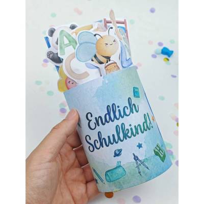 Duplo Banderole Schulkind Blau – PDF Druckvorlage zum Ausdrucken – Geschenk zur Einschulung – 1. Klasse – Geldgeschenk