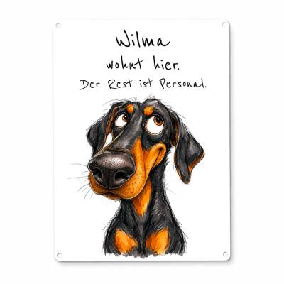 Dobermann Dekoschild personalisiert | Aluminium, DIN A4