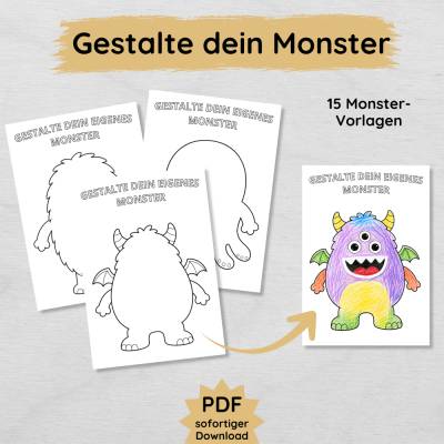 15 Monster Ausmalbilder für Kinder als PDF zum Ausdrucken | Lustige Monster Malvorlagen