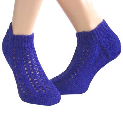 Handgestrickte Sneaker Socken Blue unisex – luftige Füßlinge aus Wolle, made in Pfalz