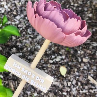 3D-gedrucktes Blumenschild (9 cm) – moderne Blockschrift zum Aufstecken