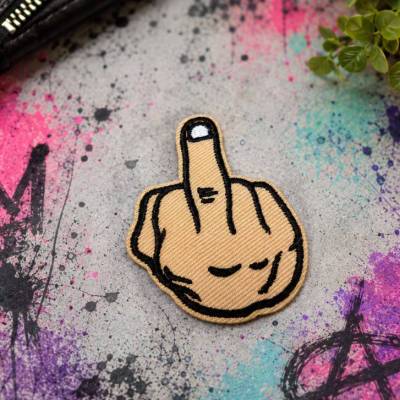 Mittelfinger Patch zum Aufbügeln – Gestickter Stinkefinger Aufnäher Fuck you Applikation Stoff 100% Polyester