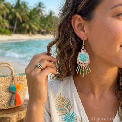 Makramee Ohrringe "Ocean Dream" mit Amazonit