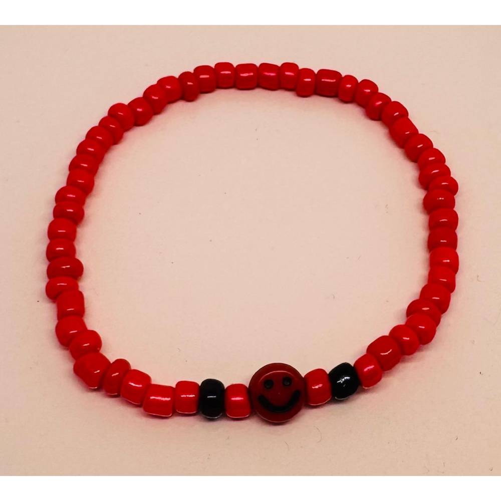 Smiley Perlenarmband – Handgefertigtes Kawaii Armband – Buntes Emoji Armband – Sommer Schmuck – Festival Accessoire Bild 2