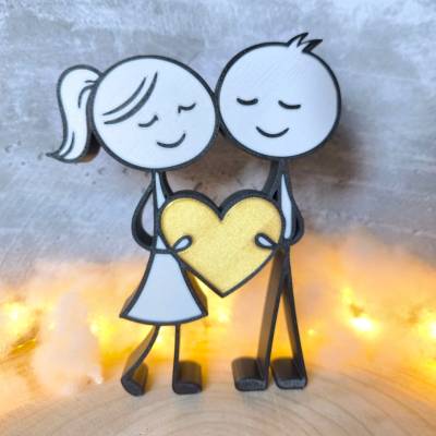 UNIKAT! Goldedition - Mann & Frau - Paar mit Herz – 3D Druck - Geschenk für Paare - Valentinstag Geschenk