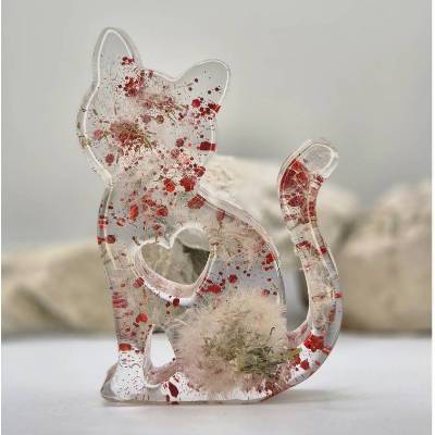 Tierfigure Katze mit Pusteblume Rot
