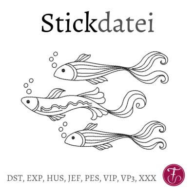 Stickdatei Fische Sommer Redwork