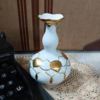 Meissner Lotusvase 20 cm – Zepner Design & 585‑Gold von Hilde Schultz – Unikat