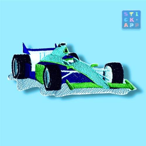 Rennwagen Applikation – cooler Patch für Motorsport-Fans, Wunschfarben, verschiedene Größen,