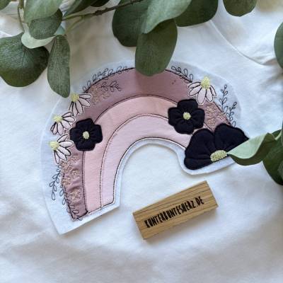 Patch Aufnäher Regenbogen mit Blüten