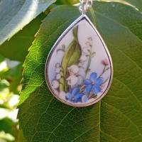Kette Amulett handarbeit Porzellan Vintage