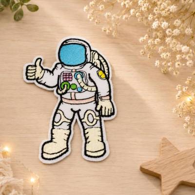 Grosser Astronaut Patch zum Aufbügeln – Weltall Applikation für Kleidung & Schulanfang