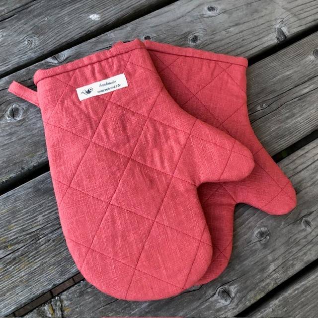 Ofenhandschuhe Leinen rot Bild 1