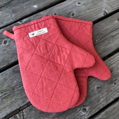Ofenhandschuhe Leinen rot