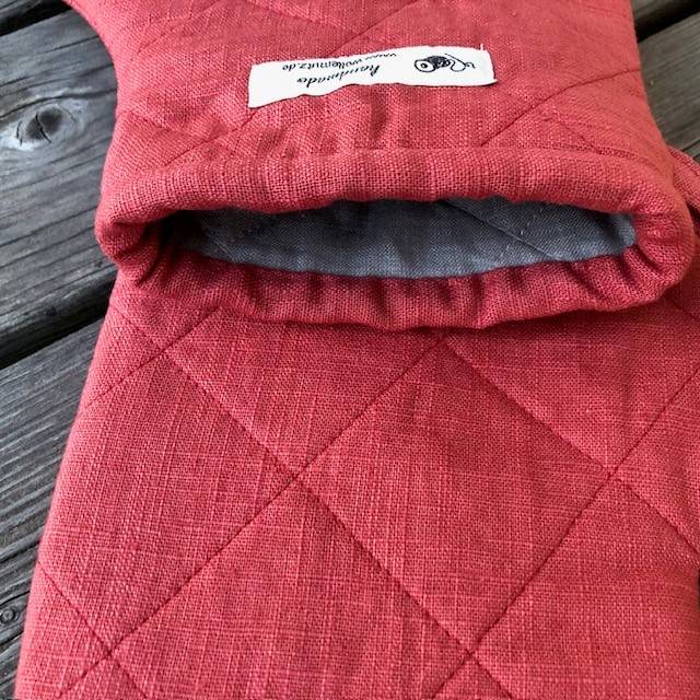 Ofenhandschuhe Leinen rot Bild 4