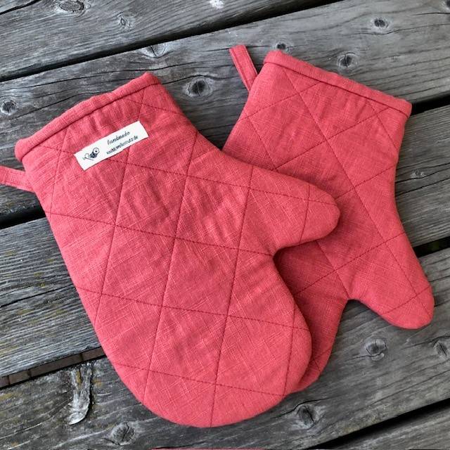 Ofenhandschuhe Leinen rot Bild 5